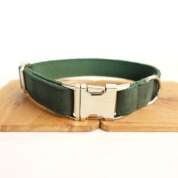 MUTTCO pet collar bow traction set (Option: Green A-S)