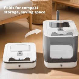 Elf Cat Litter Box, Dual-Entry Fully Enclosed, Odor-Free, Modern White, Easy Clean Drawer Tray (Option: White)